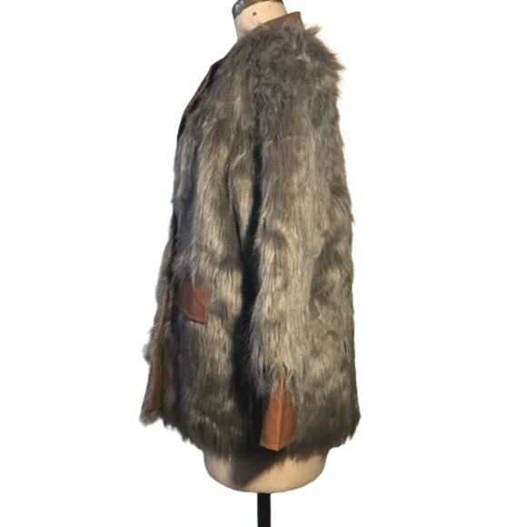 Vintage 90s old stock NWT faux fur and leather teddy hairy shaggy jacket blazer - Picture 3 of 14